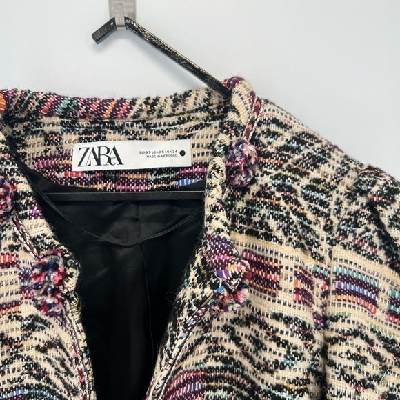 Zara Jacquard Tweed Tribal Aztec Ethic Printed Vtg Inspired Wool Blend Jacket - Picture 3 of 10